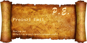 Preiszl Emil névjegykártya