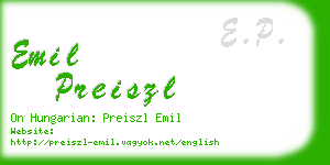 emil preiszl business card